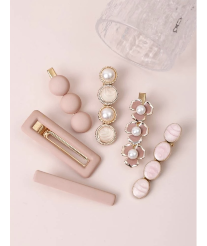 Barrettes cheveux Rose (6 pièces) par AYA PARIS