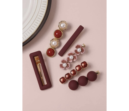 Barrettes cheveux Rouge (6 pièces) par AYA PARIS