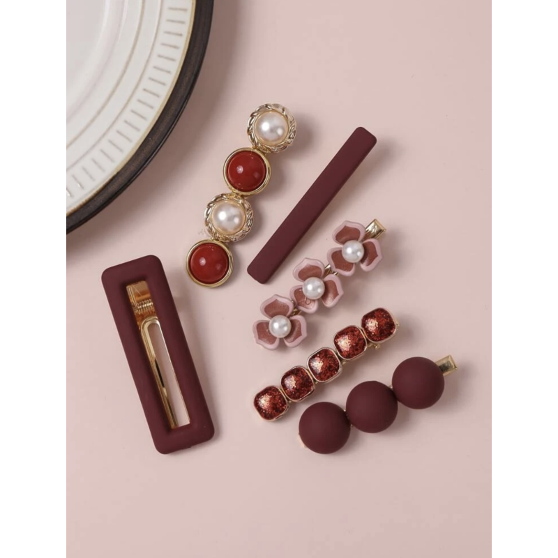 Barrettes cheveux Rouge (6 pièces) par AYA PARIS