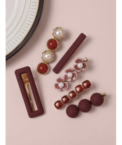 Barrettes cheveux Rouge (6 pièces) par AYA PARIS