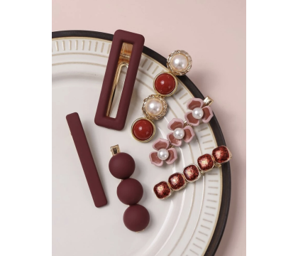 Barrettes cheveux Rouge (6 pièces) par AYA PARIS 2