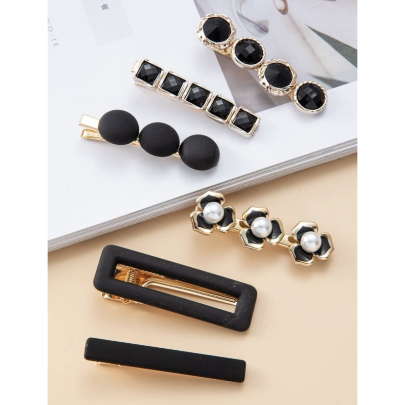 Barrettes cheveux Noir (6 pièces) par AYA PARIS